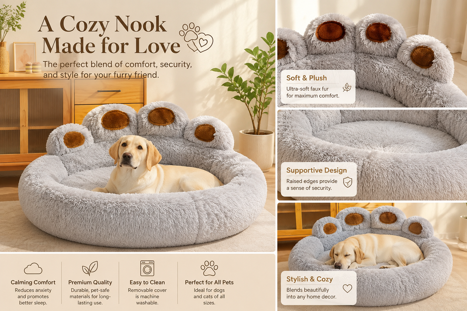 Pet Dog Sofa Beds for Small Dogs Winter Warm Accessories Large Dog Bed Mat Pets Kennel Plush Medium Basket Puppy Cats Supplies