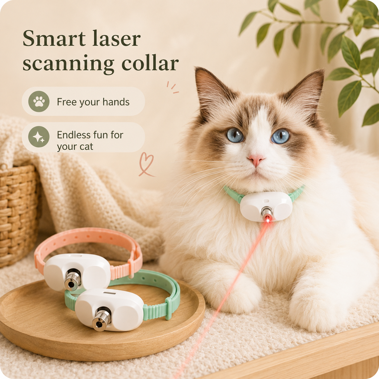Smart Laser Cat-Teasing Collar Laser Rechargeable Auto Infrared Interactive Pet Kitten Toys for Relieve Anxiety Pet Supplies
