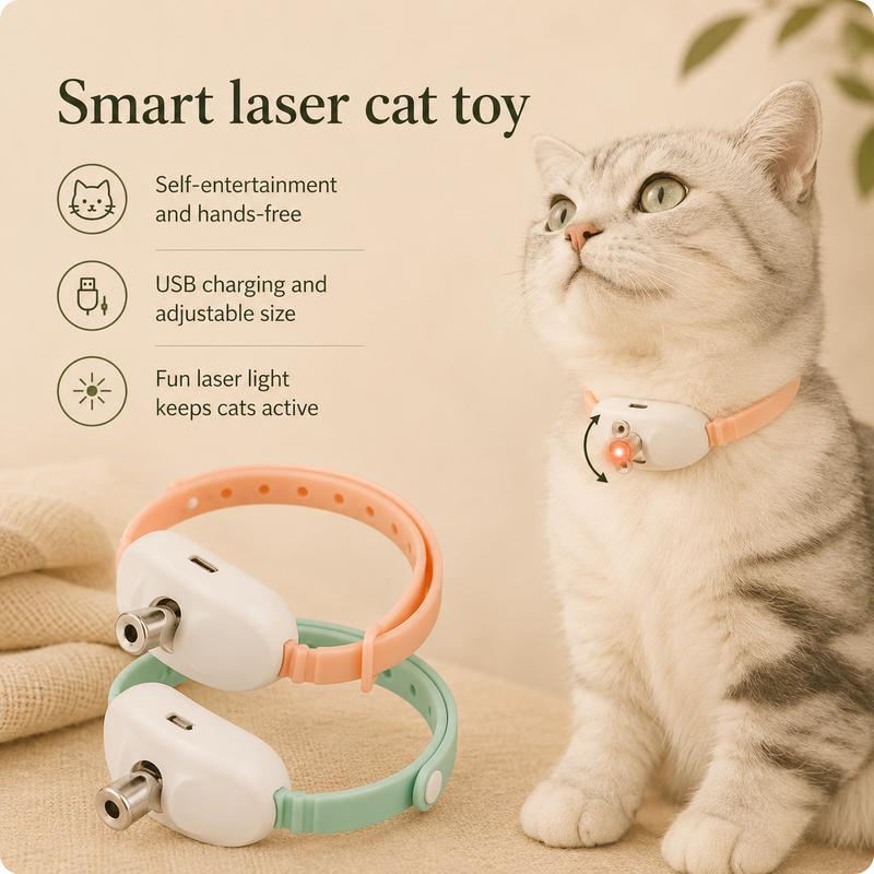 Smart Laser Cat-Teasing Collar Laser Rechargeable Auto Infrared Interactive Pet Kitten Toys for Relieve Anxiety Pet Supplies