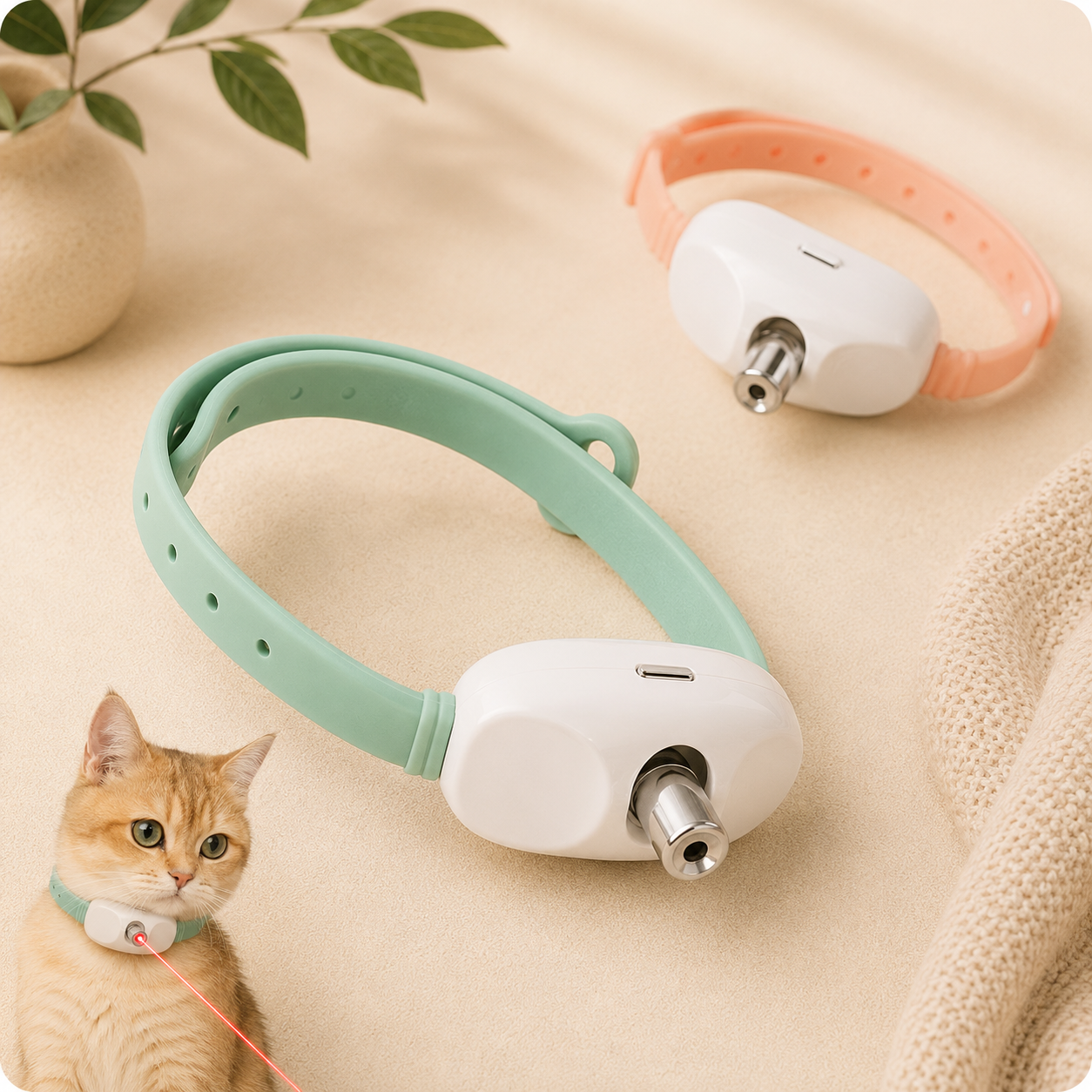 Smart Laser Cat-Teasing Collar Laser Rechargeable Auto Infrared Interactive Pet Kitten Toys for Relieve Anxiety Pet Supplies